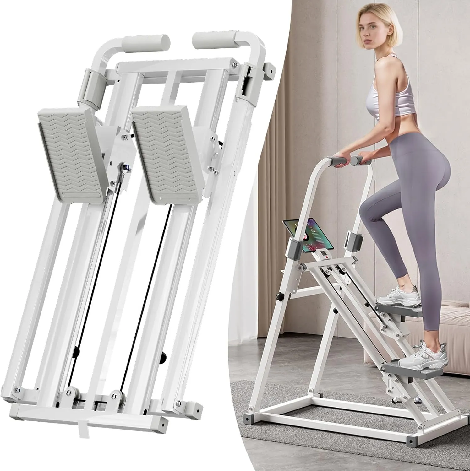 Foldable Stepper Climbing Machine with Step Counter, with Step Counter Stair Stepper for Home Space-Saving Step Machine Foldable Stair Stepper, for at-Home Exercise