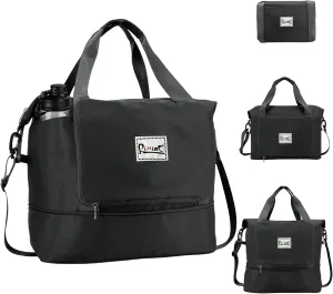 Foldable Travel Duffle Bag, 40L Expandable Weekender Bag for Women, Overnight Carry On Sport Gym Tote with Bottle Holder