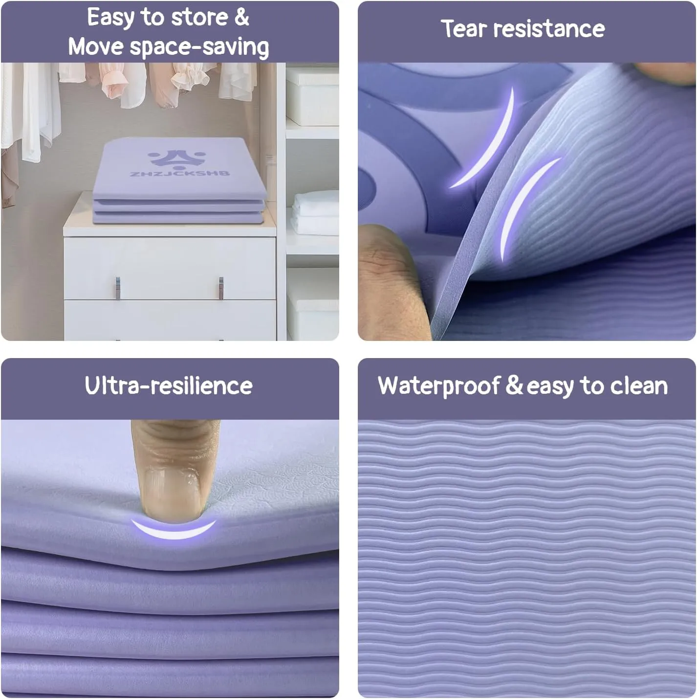 Foldable Yoga Mat for Travel -72''x24'' Portable 6mm/8mm Thick Fitness&Exercise Mat with Storage Bag, Non-Slip TPE Folding Workout Mat for Yoga, Pilates, Stretching, Home Fitness