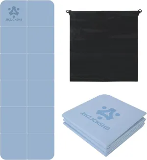 Foldable Yoga Mat for Travel -72''x24'' Portable 6mm/8mm Thick Fitness&Exercise Mat with Storage Bag, Non-Slip TPE Folding Workout Mat for Yoga, Pilates, Stretching, Home Fitness