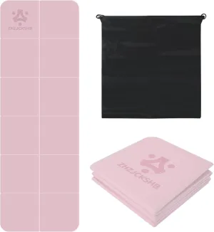 Foldable Yoga Mat for Travel -72''x24'' Portable 6mm/8mm Thick Fitness&Exercise Mat with Storage Bag, Non-Slip TPE Folding Workout Mat for Yoga, Pilates, Stretching, Home Fitness