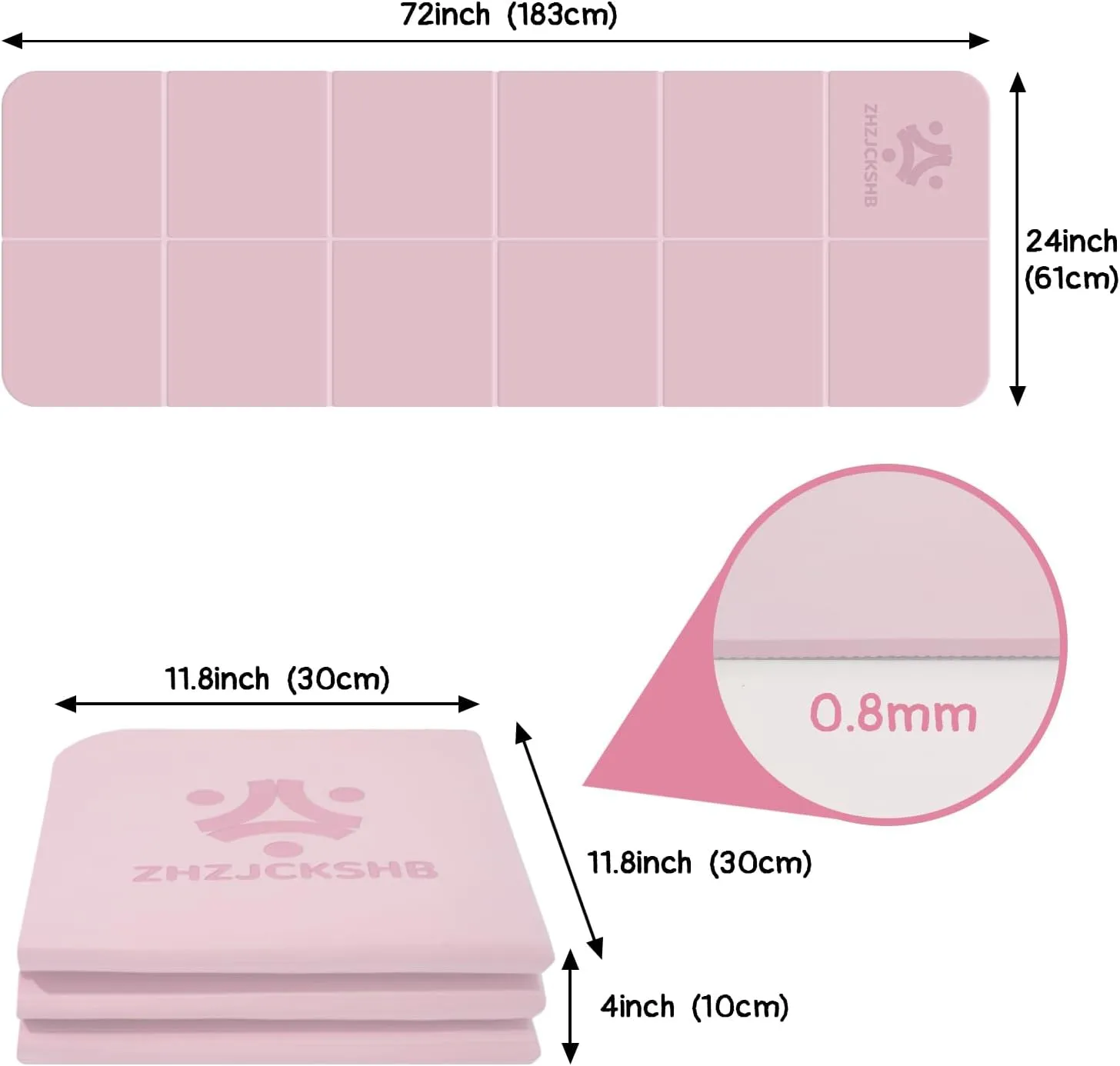 Foldable Yoga Mat for Travel -72''x24'' Portable 6mm/8mm Thick Fitness&Exercise Mat with Storage Bag, Non-Slip TPE Folding Workout Mat for Yoga, Pilates, Stretching, Home Fitness