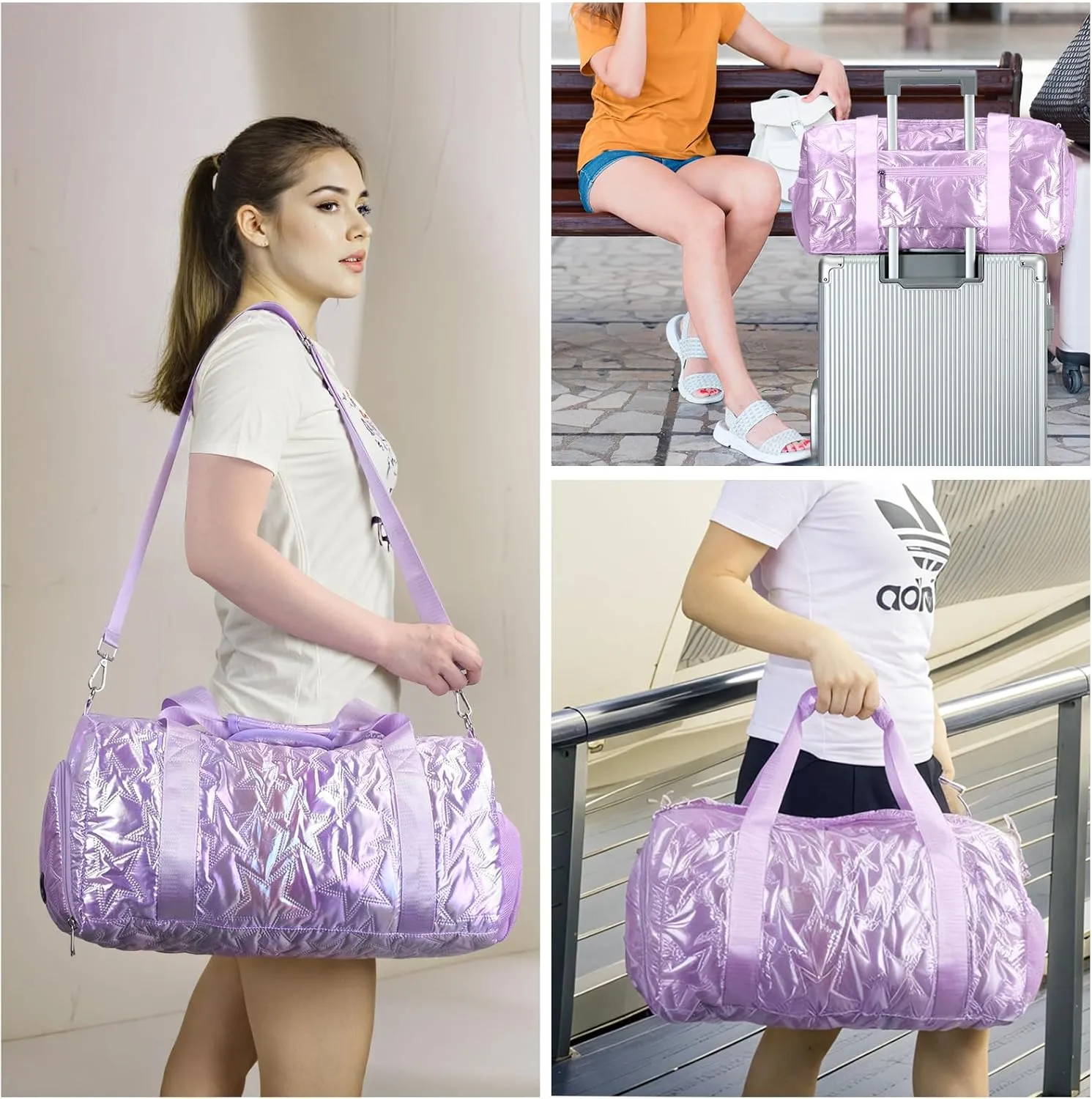 Forestfish Dance Bag For Girls, Small Gym Bag With Shoes Compartment Weekender Overnight Bag For Travel Lightweight Waterproof