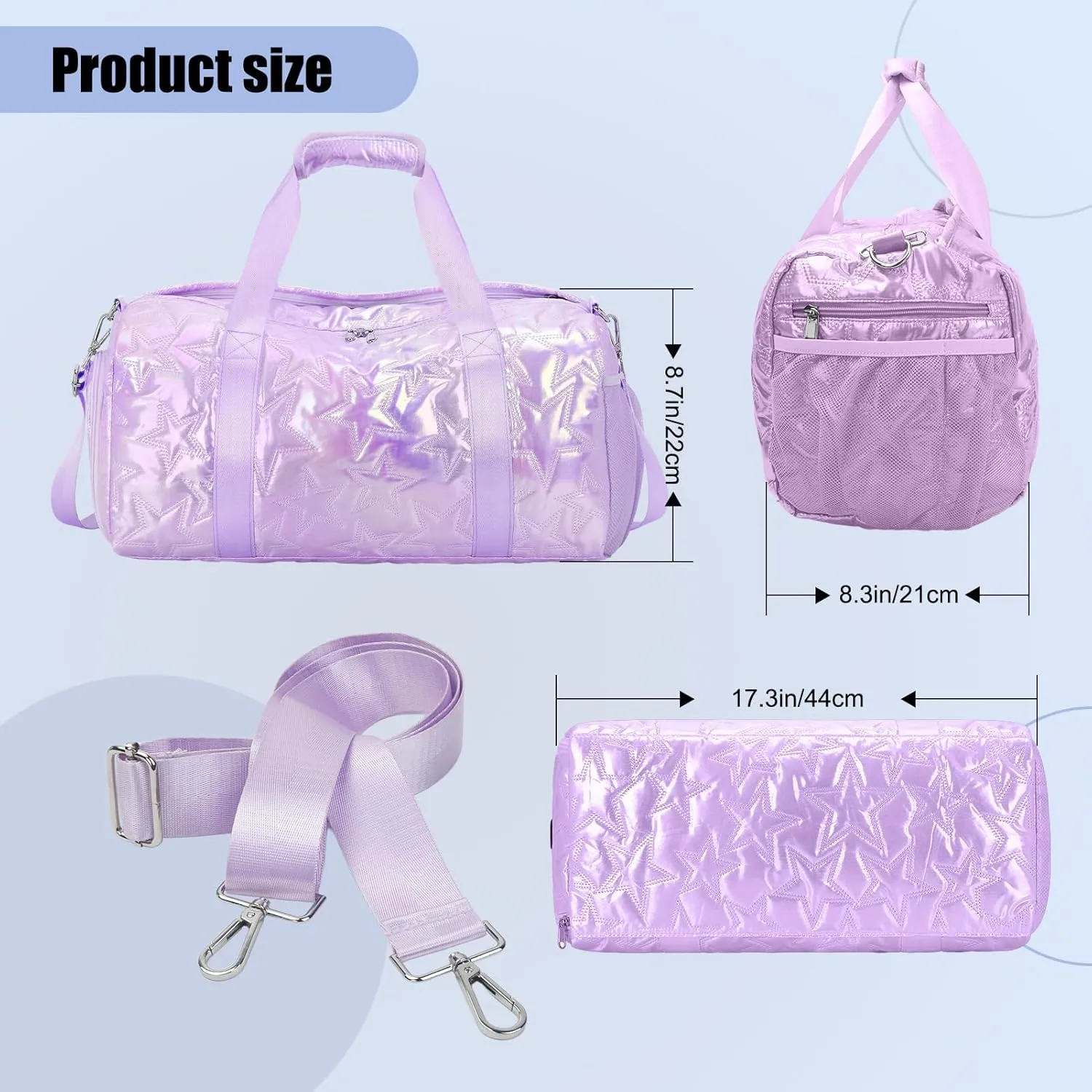 Forestfish Dance Bag For Girls, Small Gym Bag With Shoes Compartment Weekender Overnight Bag For Travel Lightweight Waterproof