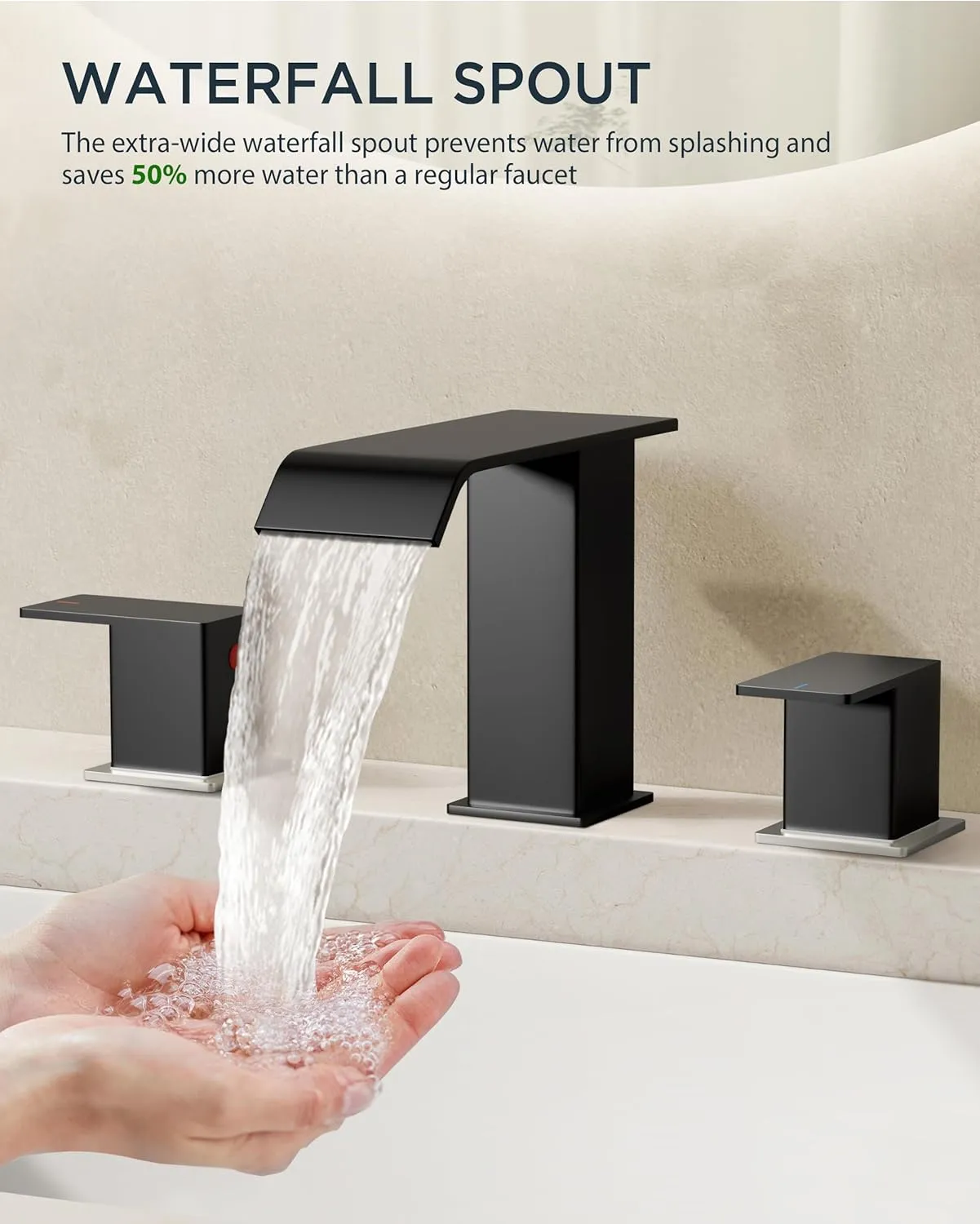 FORIOUS Brushed Nickel and Matte Black Bathroom Faucet 2 Handles, 8 Inch Widespread Bathroom Faucet for 3 Hole Sink with Metal Pop Up Drain, for Vanity RV Restroom Camper