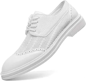 FOTN Mens Hollowed Mesh Brogue Formal Oxford Shoes Casual Lightweight Wingtip Business Dress Work Derby Shoes