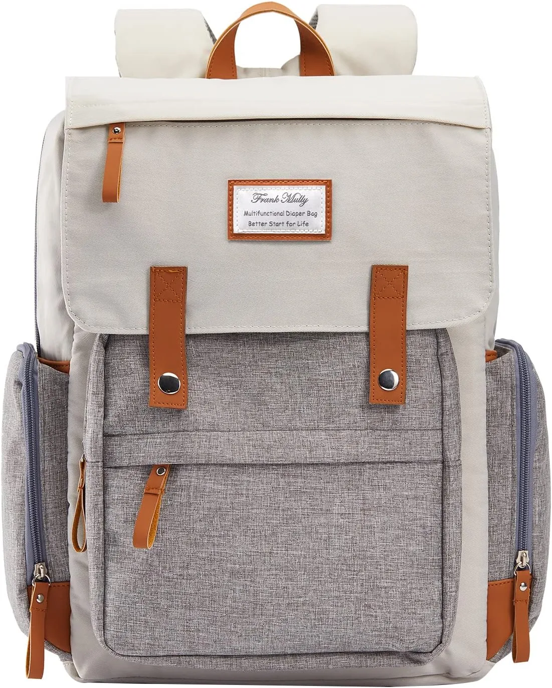 Frank Mully Diaper Bag Backpack Large Multifunction Travel Baby Bag for Mom Dad Cream White