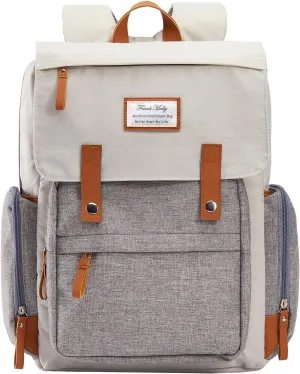 Frank Mully Diaper Bag Backpack Large Multifunction Travel Baby Bag for Mom Dad Cream White