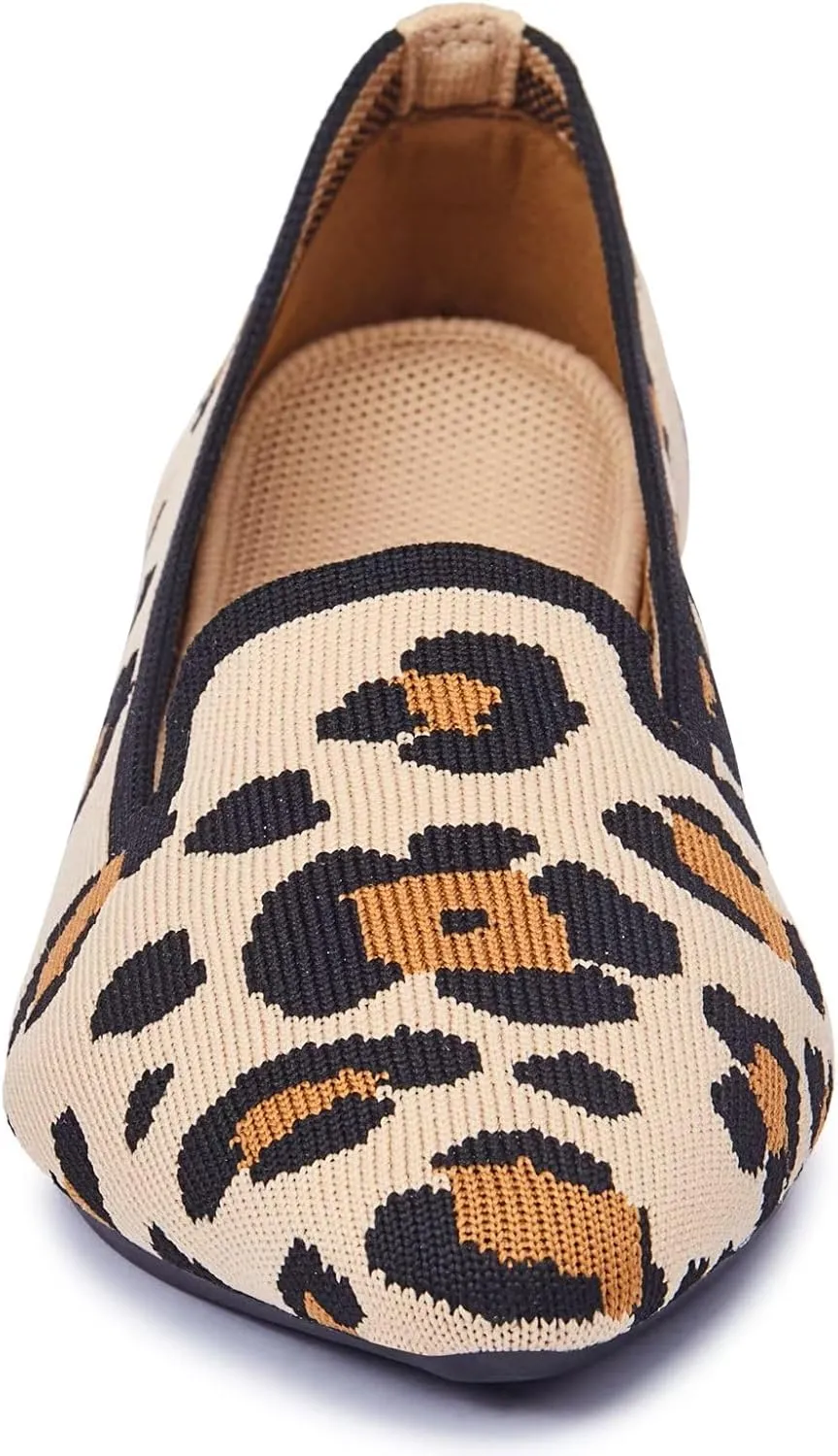 Frank Mully Women's Casual Loafer Flats Slip On Loafer Shoes Comfortable Knit Flat Shoes Classics Pointy Toe Loafer Flats,for Work,Travel