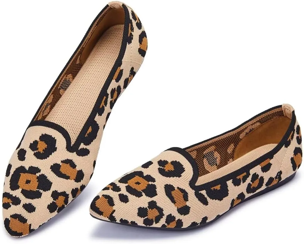 Frank Mully Women's Casual Loafer Flats Slip On Loafer Shoes Comfortable Knit Flat Shoes Classics Pointy Toe Loafer Flats,for Work,Travel