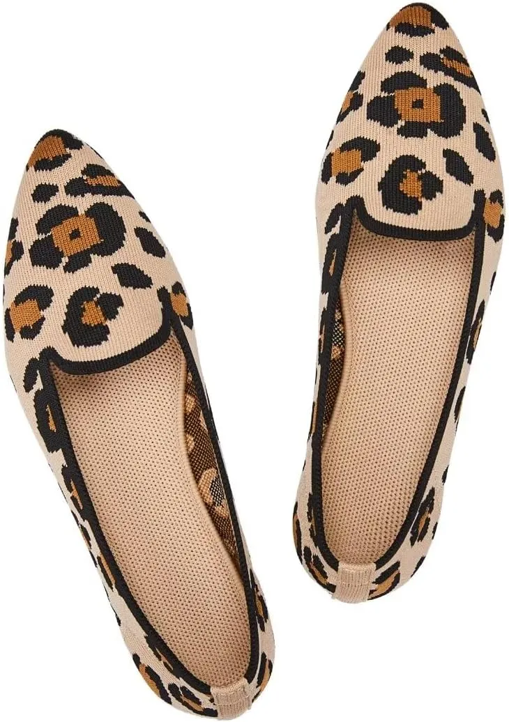 Frank Mully Women's Casual Loafer Flats Slip On Loafer Shoes Comfortable Knit Flat Shoes Classics Pointy Toe Loafer Flats,for Work,Travel