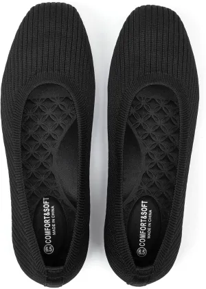 Frank Mully Women's Flats Square Toe Flats Comfortable Slip on Washable Ballet Flats Shoes for Women Dressy Work