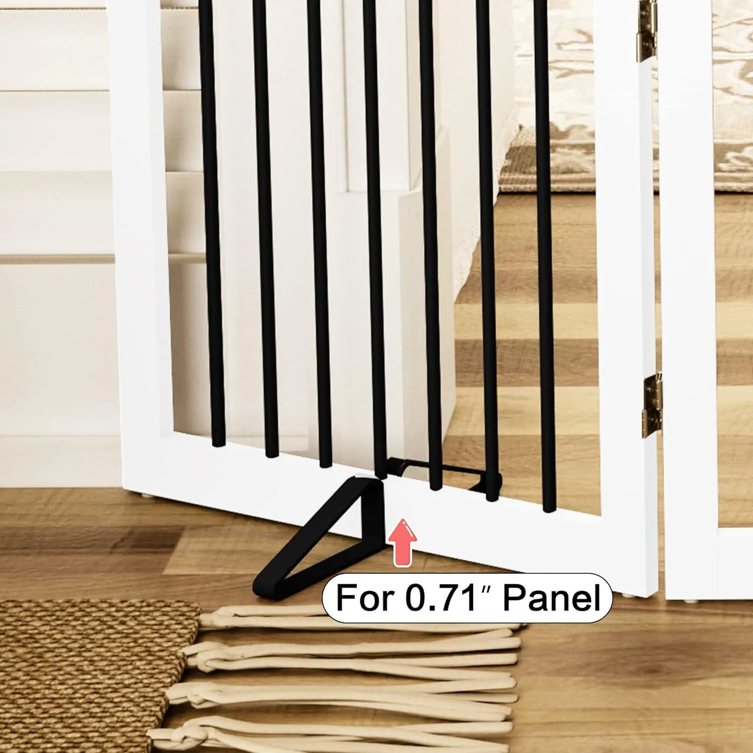 Freestanding Pet Gate Metal Support Feet, Triangle Support Feet Set of 2 for Extra Wide Foldable Pet Gate, Easy to Install, A Pair of Safety Fence Feet for Wooden Dog Gate, Black