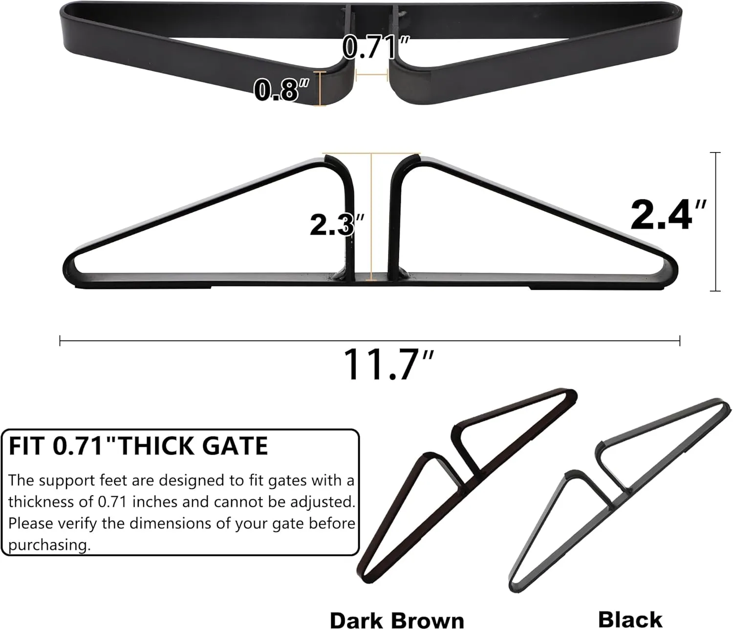Freestanding Pet Gate Metal Support Feet, Triangle Support Feet Set of 2 for Extra Wide Foldable Pet Gate, Easy to Install, A Pair of Safety Fence Feet for Wooden Dog Gate, Black