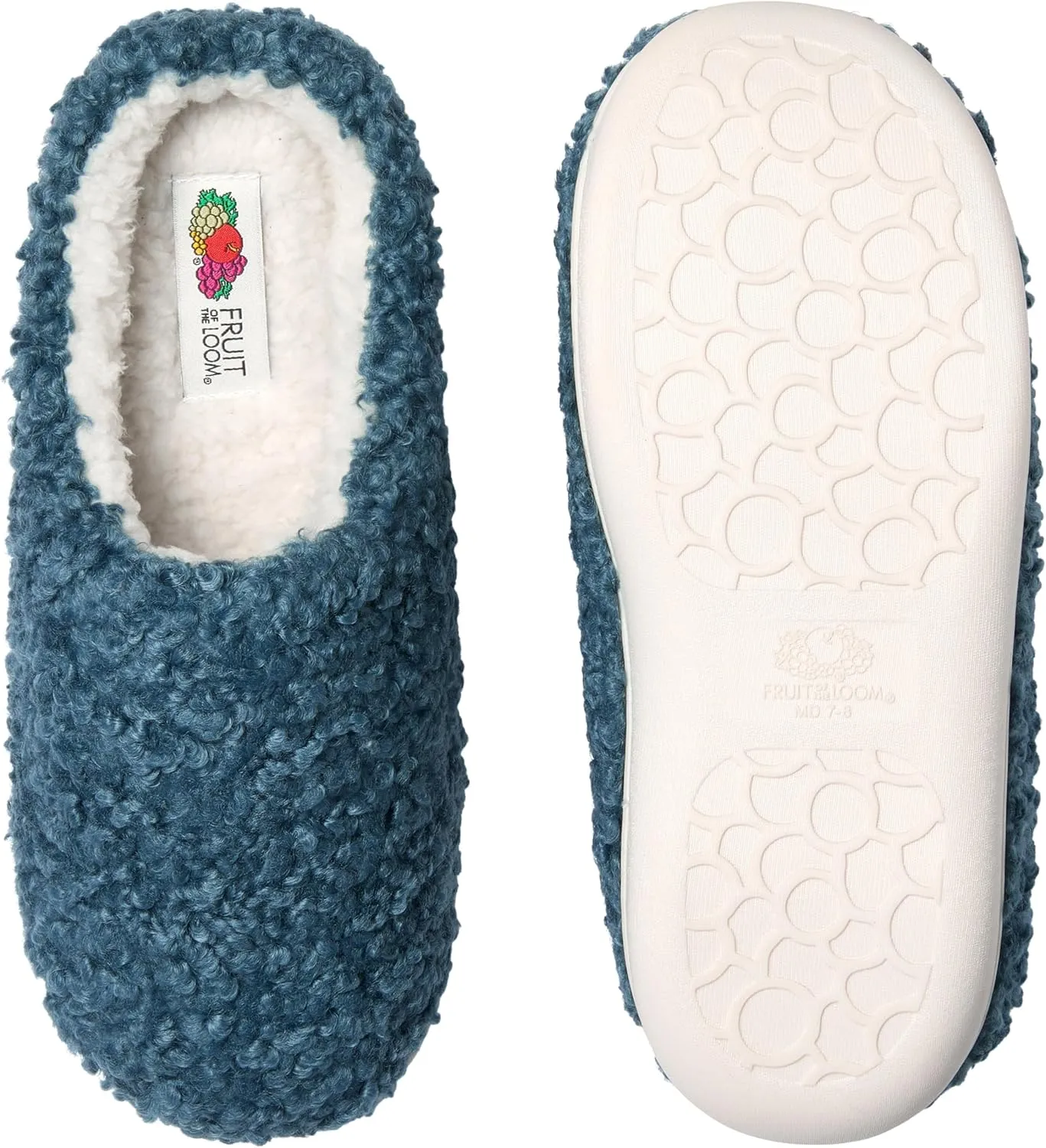 Fruit of the Loom House Slippers For Women, Memory Foam Insole, Indoor Outdoor, Comfy, Berber Loafer