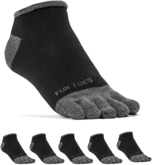 FUN TOES Mens Toe Socks Barefoot Running Lightweight -Value 6 Pairs Pack- Size 6-12