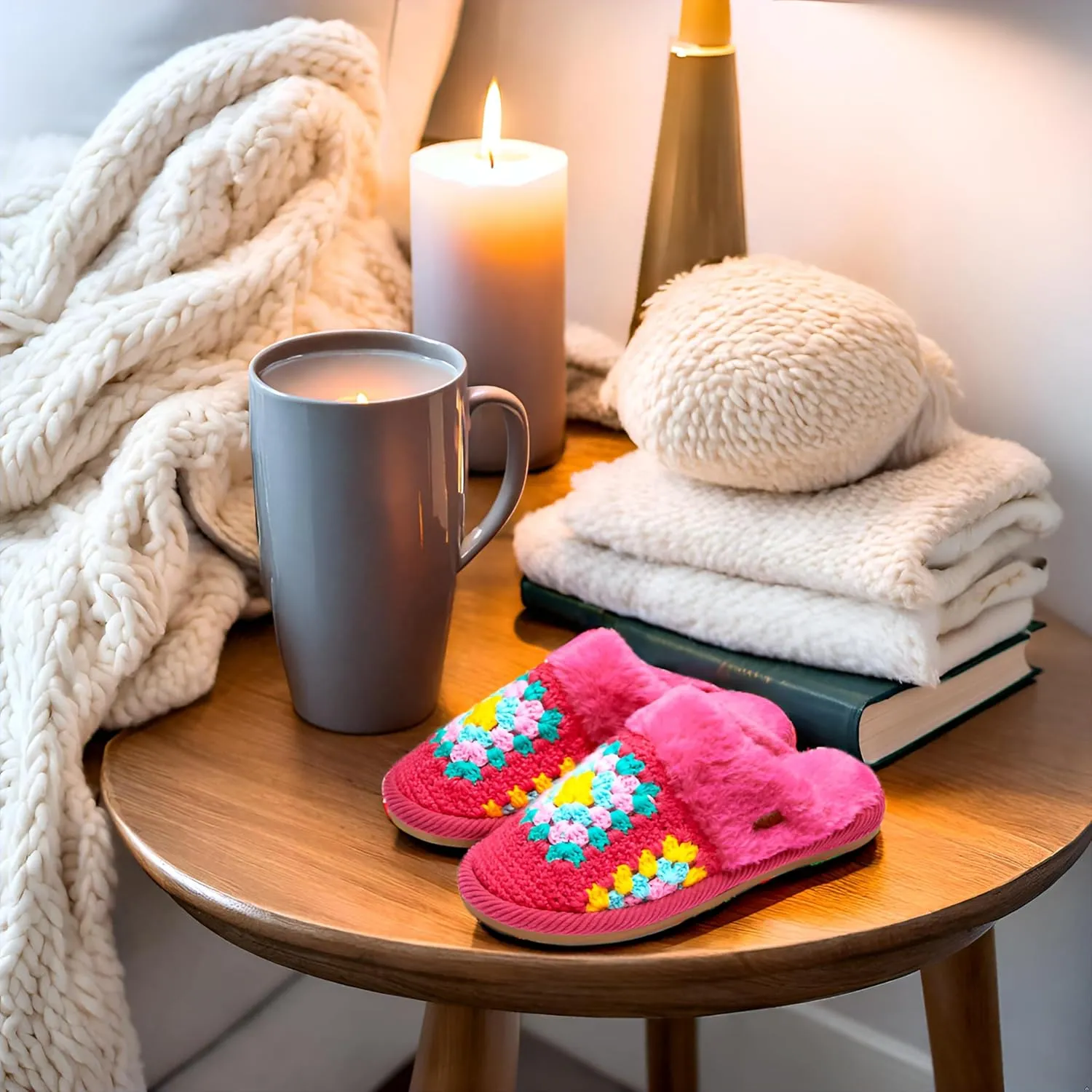 Funky Junque Cozy Plush Women's Memory Foam Slippers - Mother's Day Gift - Indoor/Outdoor Slip-Ons