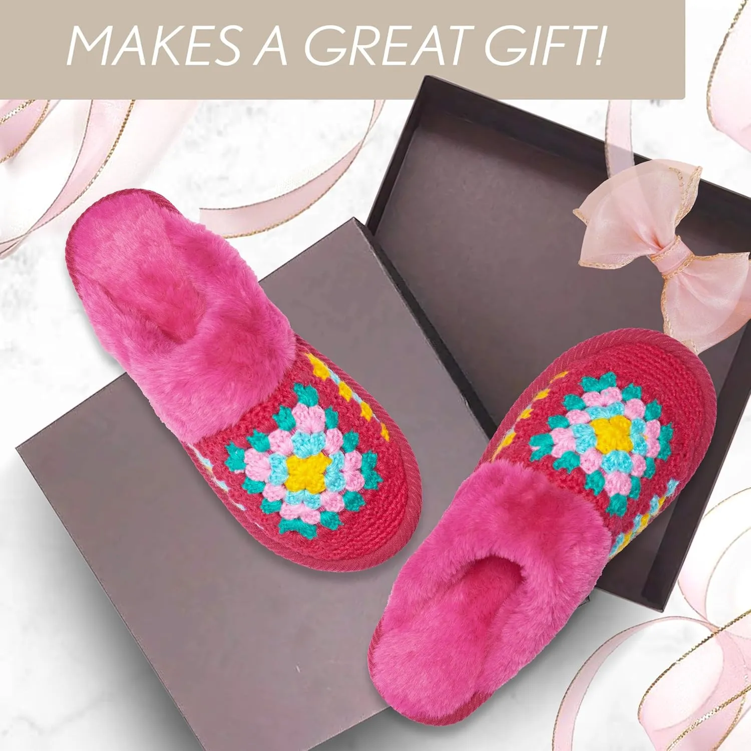 Funky Junque Cozy Plush Women's Memory Foam Slippers - Mother's Day Gift - Indoor/Outdoor Slip-Ons