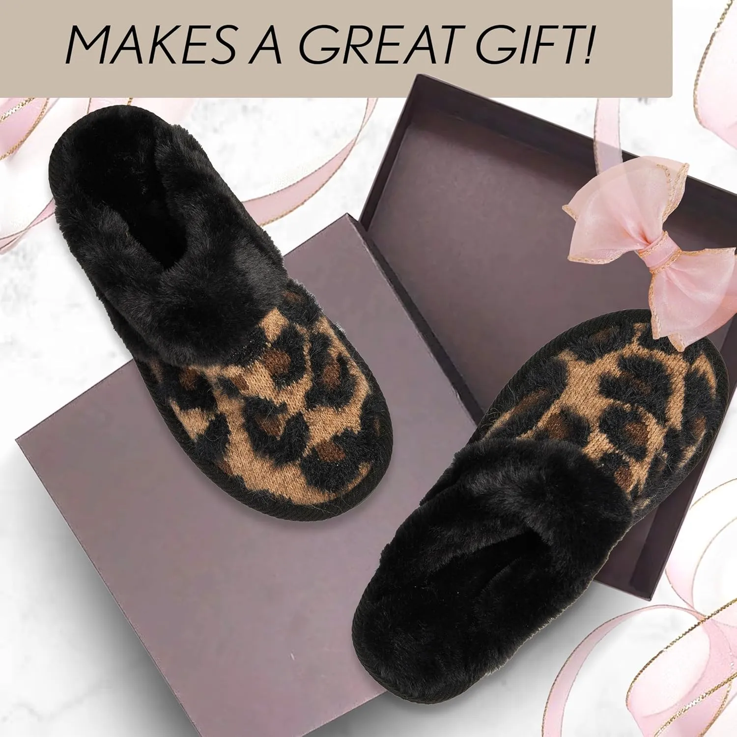 Funky Junque Cozy Plush Women's Memory Foam Slippers - Mother's Day Gift - Indoor/Outdoor Slip-Ons
