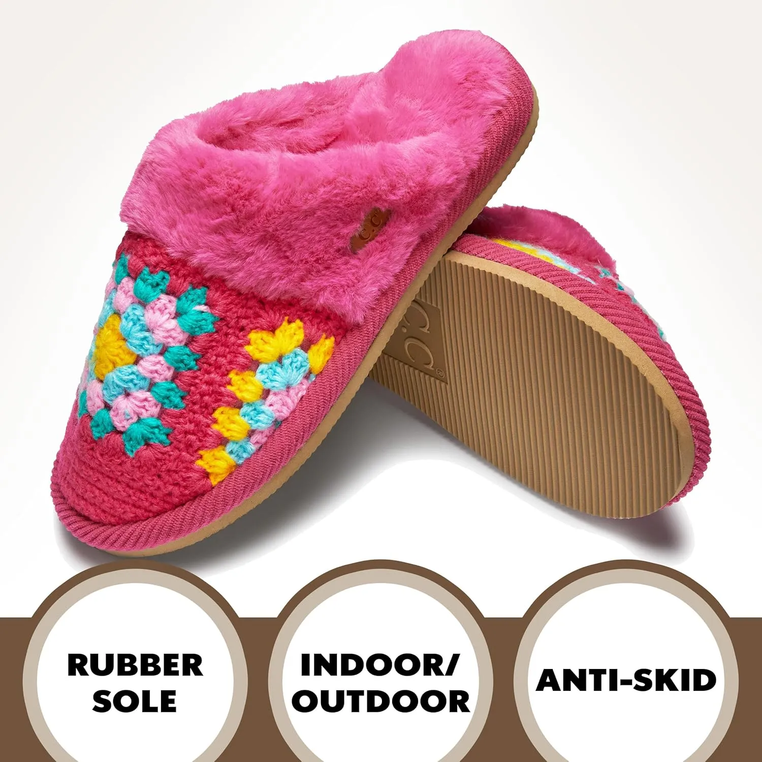 Funky Junque Cozy Plush Women's Memory Foam Slippers - Mother's Day Gift - Indoor/Outdoor Slip-Ons