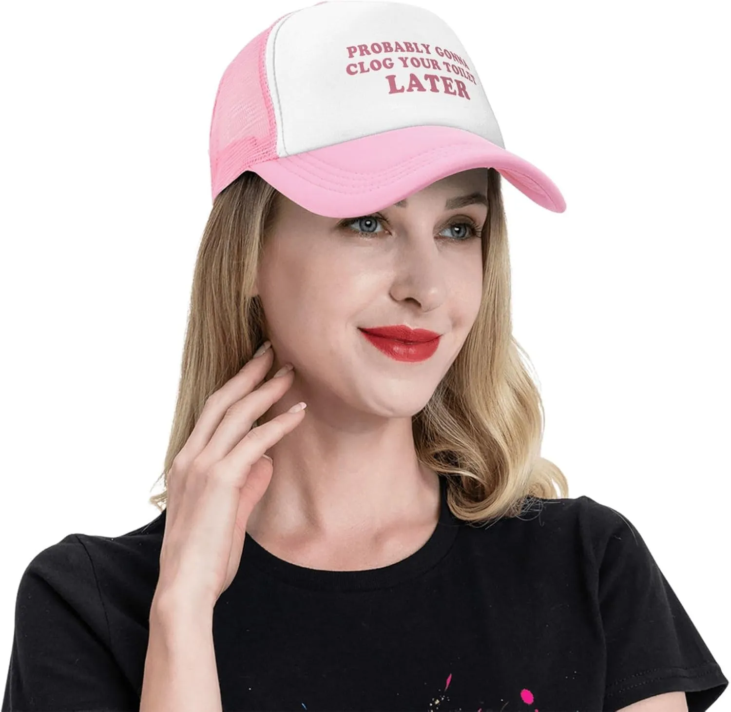 Funny Trucker Hats for Women Pink Hot Pink Men Funny Gag Baseball Hat for Girls Humor Gift Men