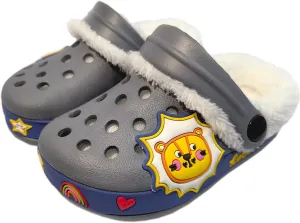 Fur Lined Clogs for Kids : Winter Warm Plush Garden Clogs for Boys Girls Cute Cartoon Lightweight Slip On Indoor Outdoor Garden Shoes with Non-Slip Sole