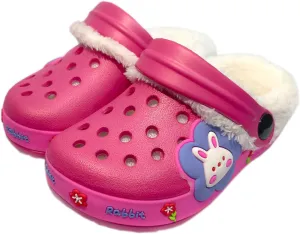 Fur Lined Clogs for Kids : Winter Warm Plush Garden Clogs for Boys Girls Cute Cartoon Lightweight Slip On Indoor Outdoor Garden Shoes with Non-Slip Sole