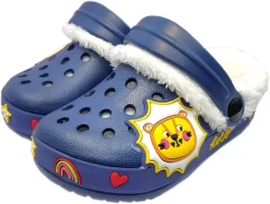 Fur Lined Clogs for Kids : Winter Warm Plush Garden Clogs for Boys Girls Cute Cartoon Lightweight Slip On Indoor Outdoor Garden Shoes with Non-Slip Sole