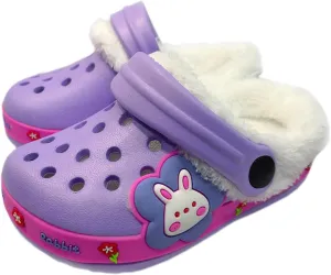 Fur Lined Clogs for Kids : Winter Warm Plush Garden Clogs for Boys Girls Cute Cartoon Lightweight Slip On Indoor Outdoor Garden Shoes with Non-Slip Sole
