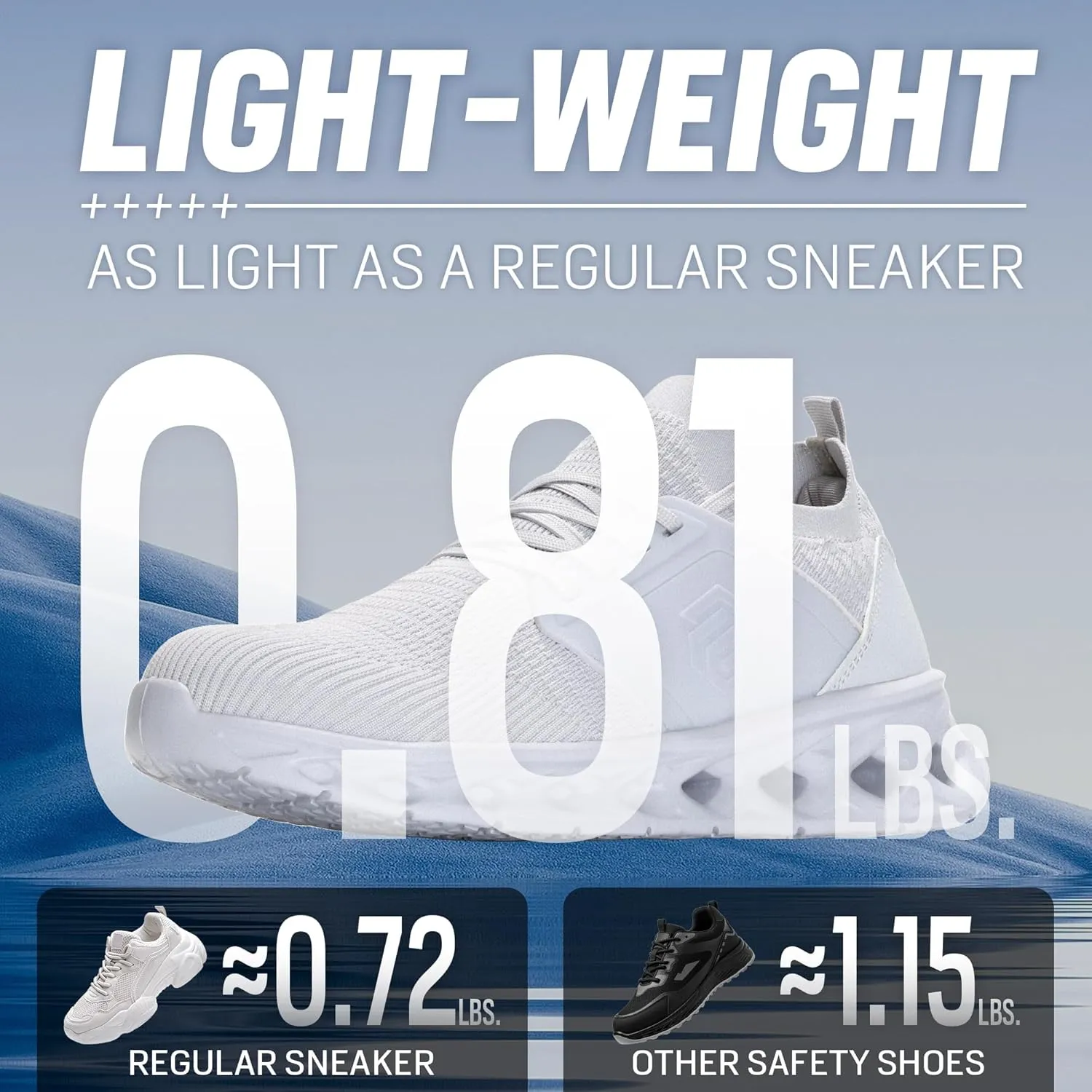 Furuian Steel Toe Shoes for Men Women Slip On Safety Shoes Comfortable Lightweight Sneakers Industry Work Shoes