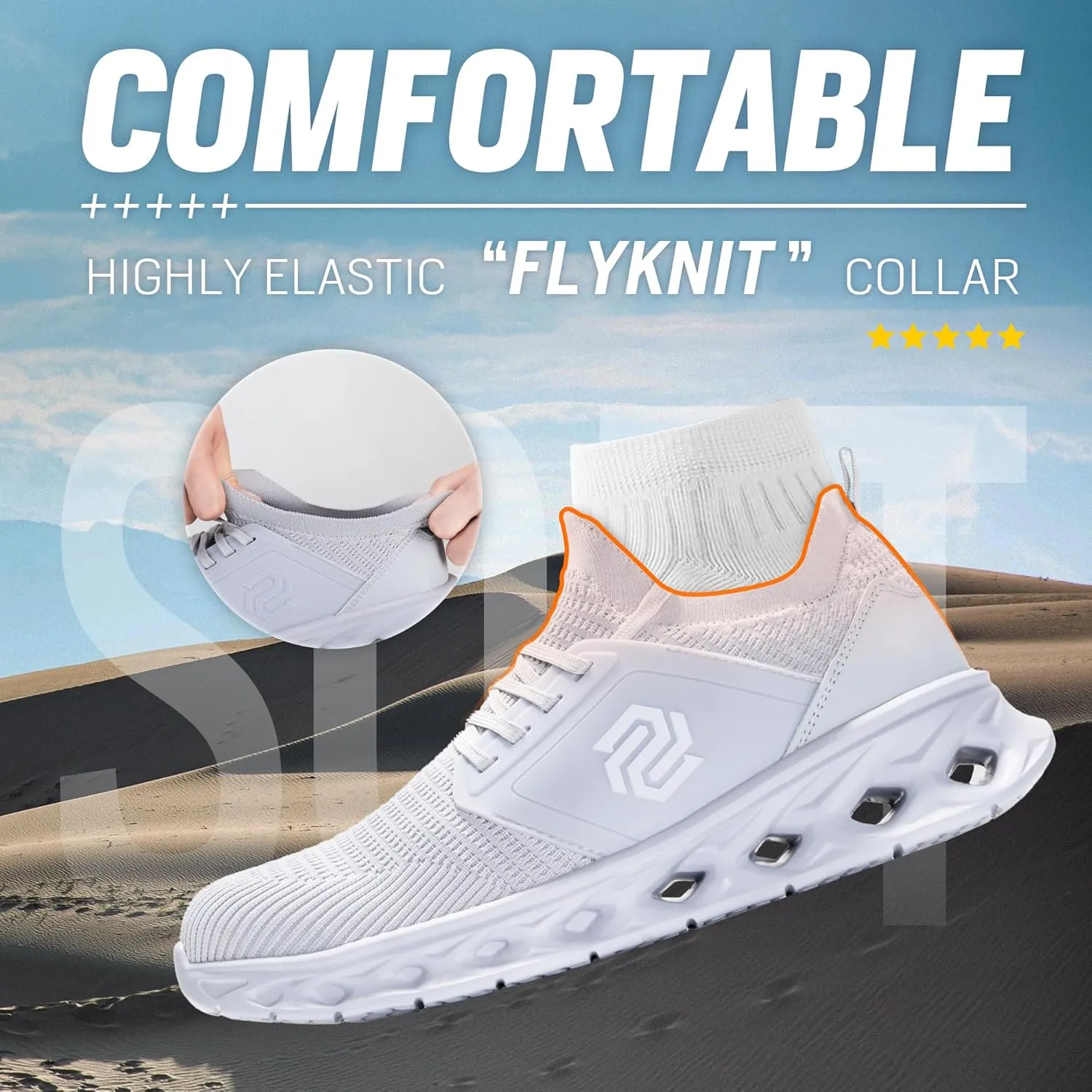 Furuian Steel Toe Shoes for Men Women Slip On Safety Shoes Comfortable Lightweight Sneakers Industry Work Shoes