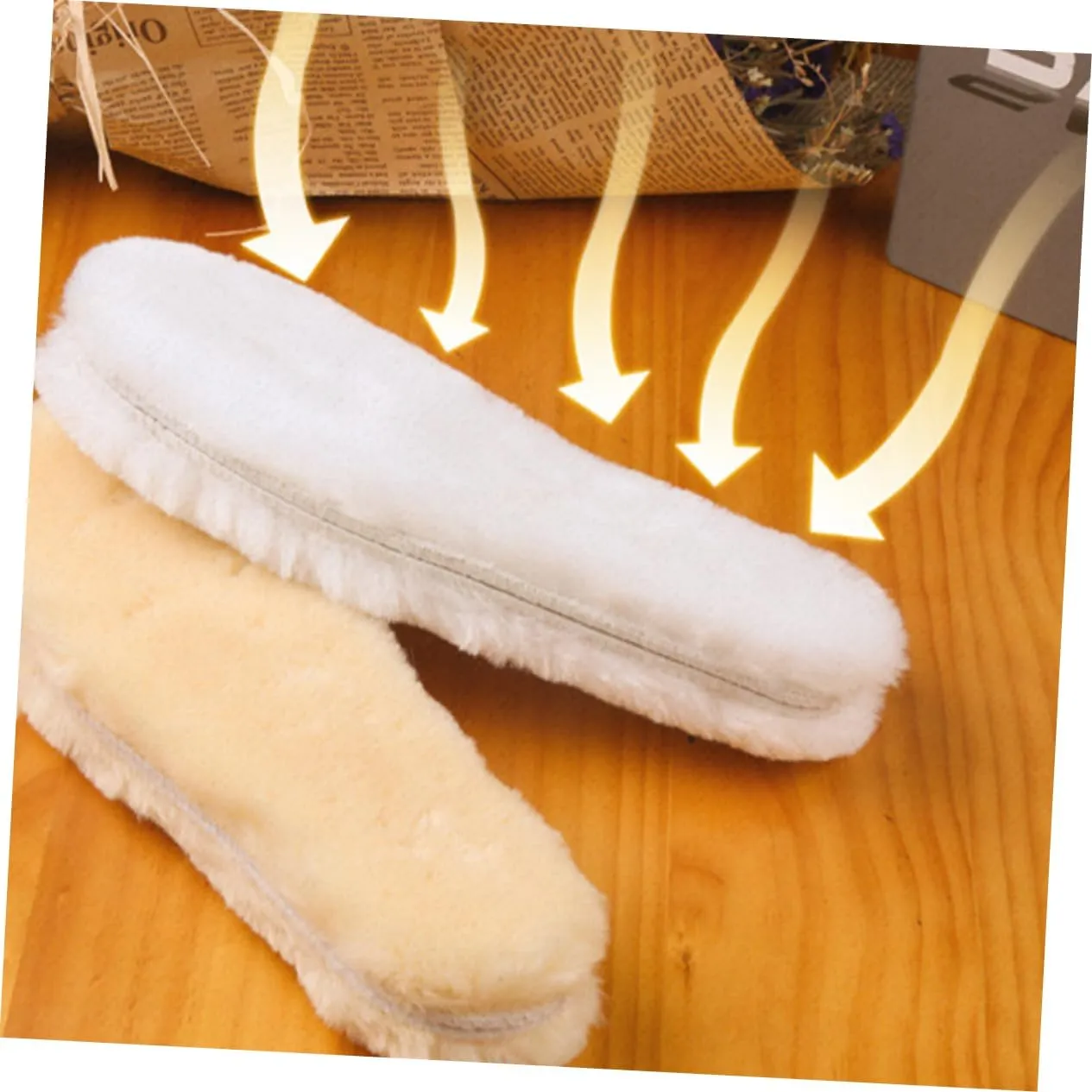 GALPADA Foot Care : 3 Pairs Arch Support Sheepskin Insoles Warm Sheepskin Shoe Pads Random