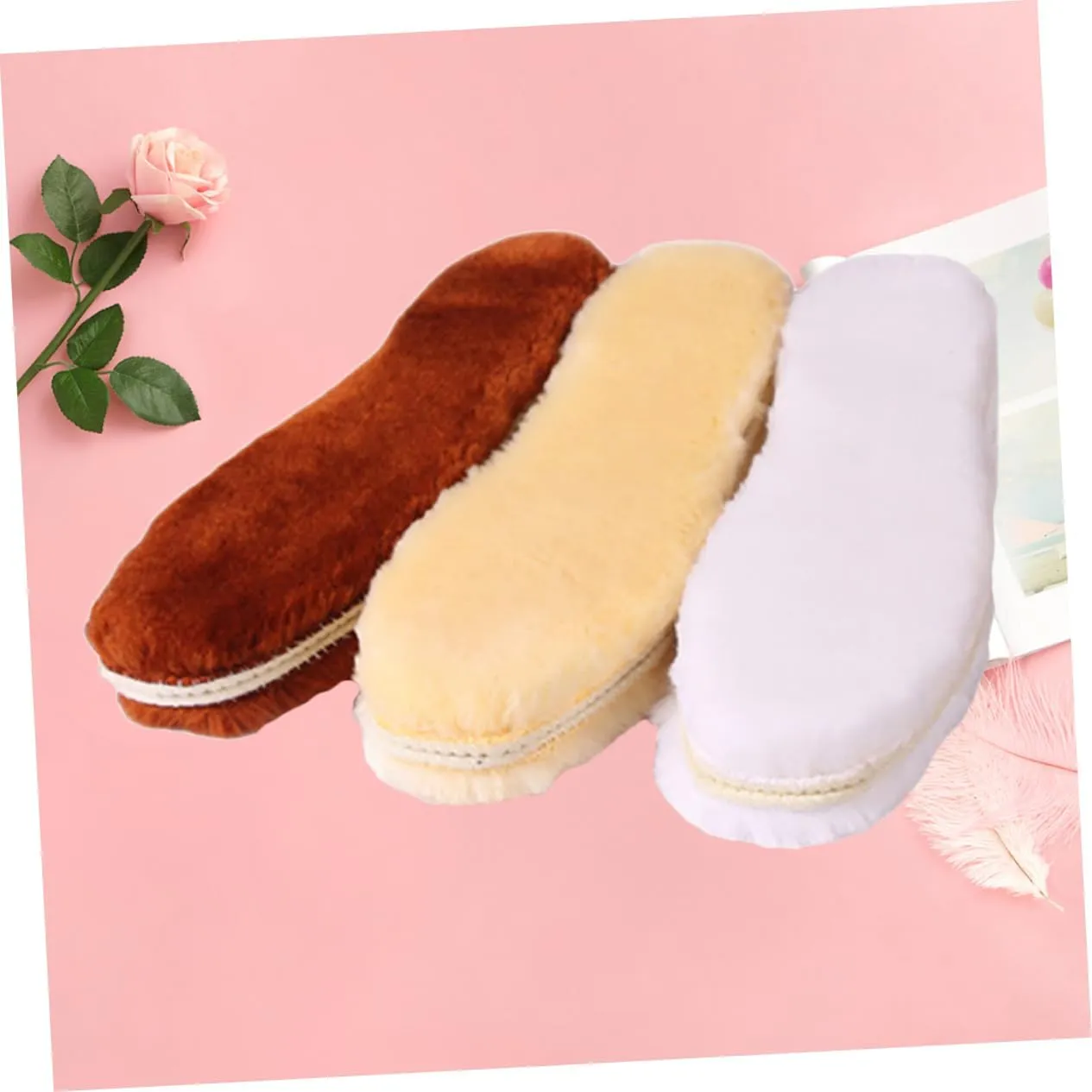 GALPADA Foot Care : 3 Pairs Arch Support Sheepskin Insoles Warm Sheepskin Shoe Pads Random