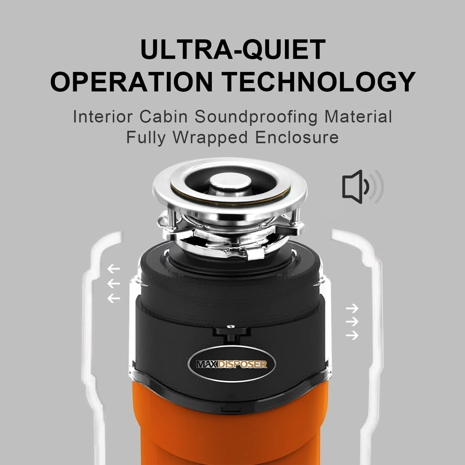 Garbage Disposal 1 HP Ultra Quiet Intelligent Auto-Reverse Function Continuous Feed Food Waste Disposer with Power Cord Easy install, AC Motor Stainless Steel Grind 1 Horsepower (MAX-6)
