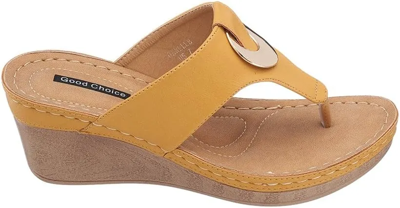 G.C. Shoes Genelle Women's Wedge Sandals - Memory Foam Cushioned & Slip-On Design