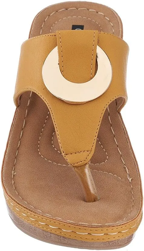 G.C. Shoes Genelle Women's Wedge Sandals - Memory Foam Cushioned & Slip-On Design