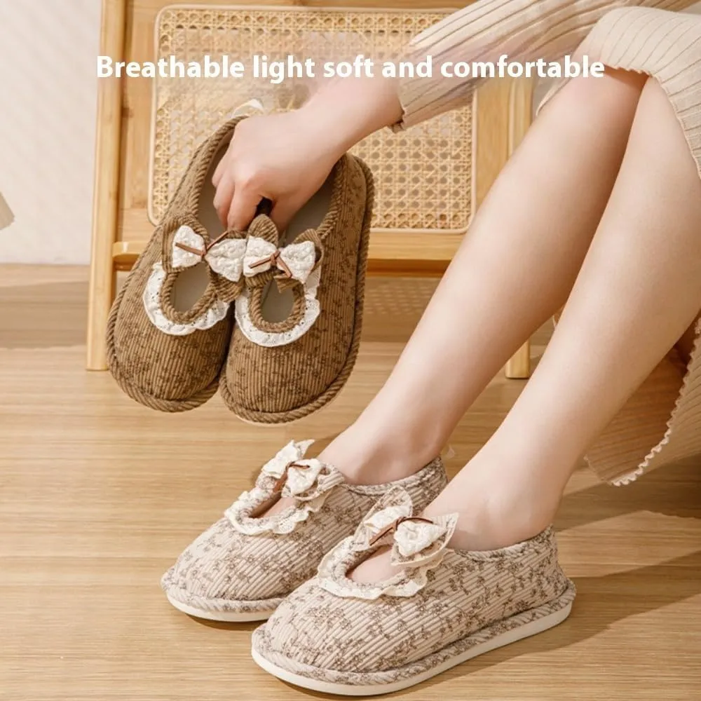 Geerta Non Slip Hospital Slippers for Women Labor and Delivery Cute Bow Ultra-Soft Comfortable Pregnancy Shoes Warm Memory Foam Postpartum Slippers Maternity Foldable House Shoes Home Office Bathroom
