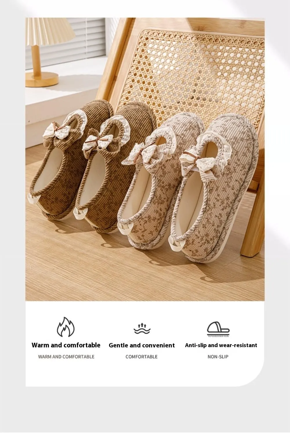 Geerta Non Slip Hospital Slippers for Women Labor and Delivery Cute Bow Ultra-Soft Comfortable Pregnancy Shoes Warm Memory Foam Postpartum Slippers Maternity Foldable House Shoes Home Office Bathroom