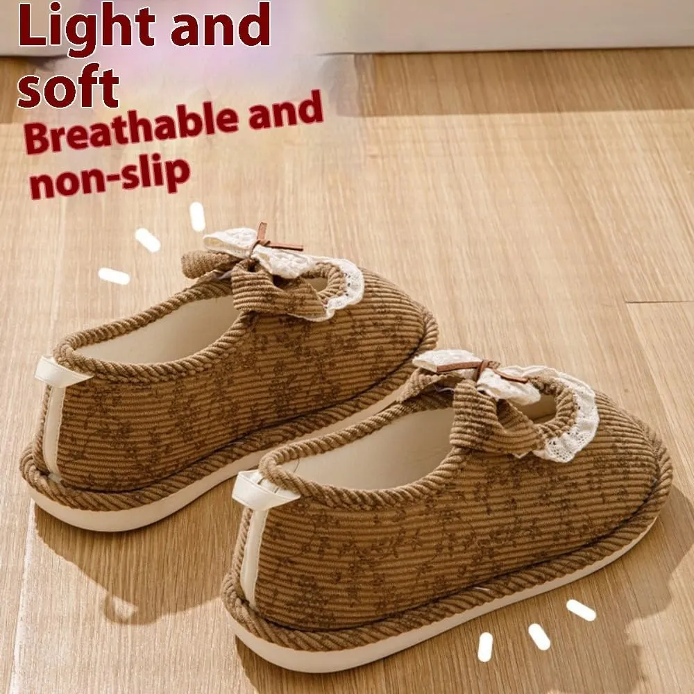Geerta Non Slip Hospital Slippers for Women Labor and Delivery Cute Bow Ultra-Soft Comfortable Pregnancy Shoes Warm Memory Foam Postpartum Slippers Maternity Foldable House Shoes Home Office Bathroom