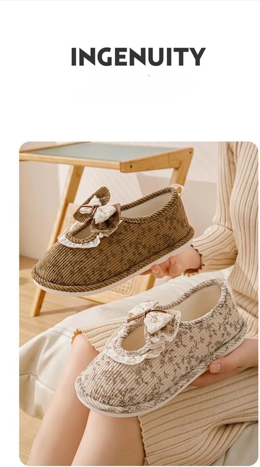 Geerta Non Slip Hospital Slippers for Women Labor and Delivery Cute Bow Ultra-Soft Comfortable Pregnancy Shoes Warm Memory Foam Postpartum Slippers Maternity Foldable House Shoes Home Office Bathroom