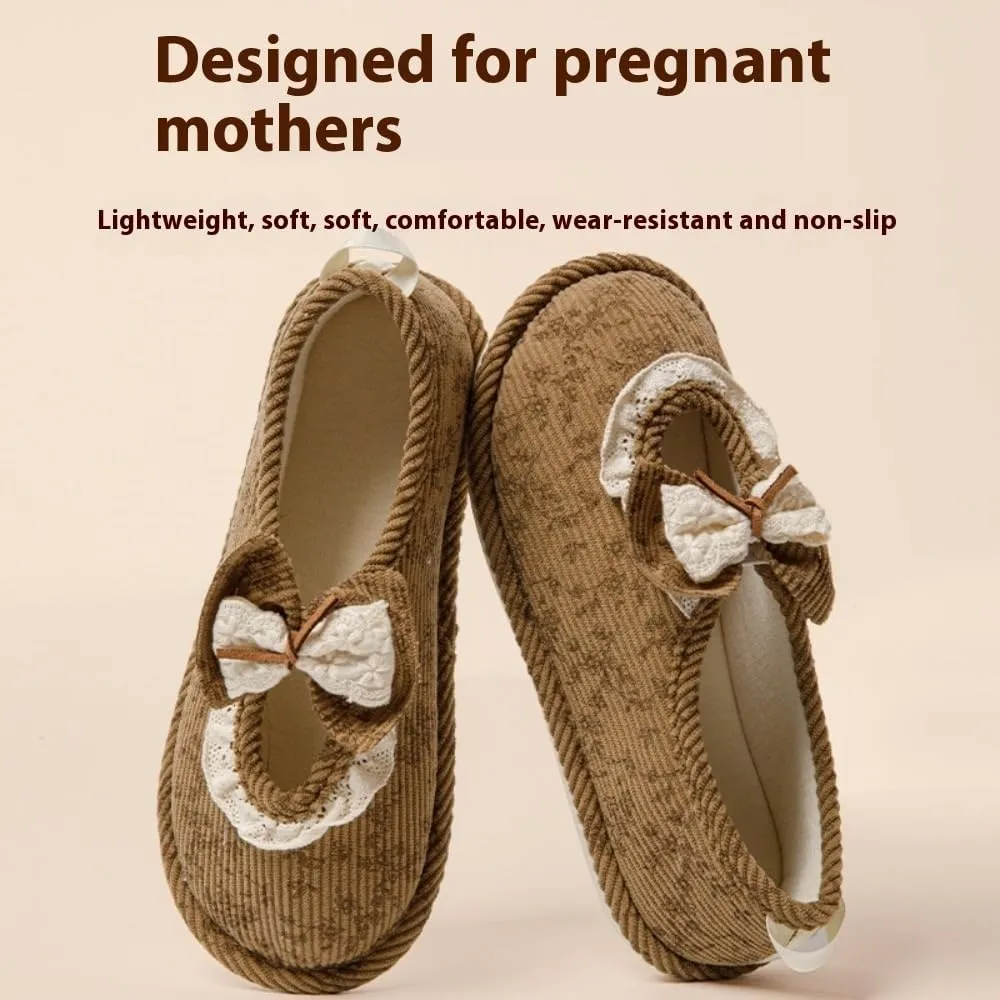 Geerta Non Slip Hospital Slippers for Women Labor and Delivery Cute Bow Ultra-Soft Comfortable Pregnancy Shoes Warm Memory Foam Postpartum Slippers Maternity Foldable House Shoes Home Office Bathroom