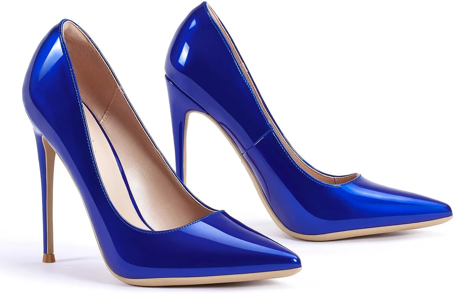 GENSHUO Women's 4.7 Inch Pumps Pointy Closed Toe Stiletto Sexy High Heels Slip on Porm Party Wedding Dress Shoes