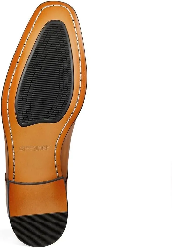 GIFENNSE Men's Dress Shoes Slip-On Loafers Formal Leather Shoes for Men