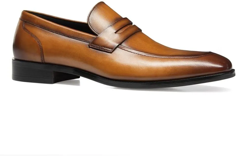GIFENNSE Men's Dress Shoes Slip-On Loafers Formal Leather Shoes for Men