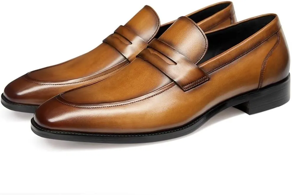 GIFENNSE Men's Dress Shoes Slip-On Loafers Formal Leather Shoes for Men