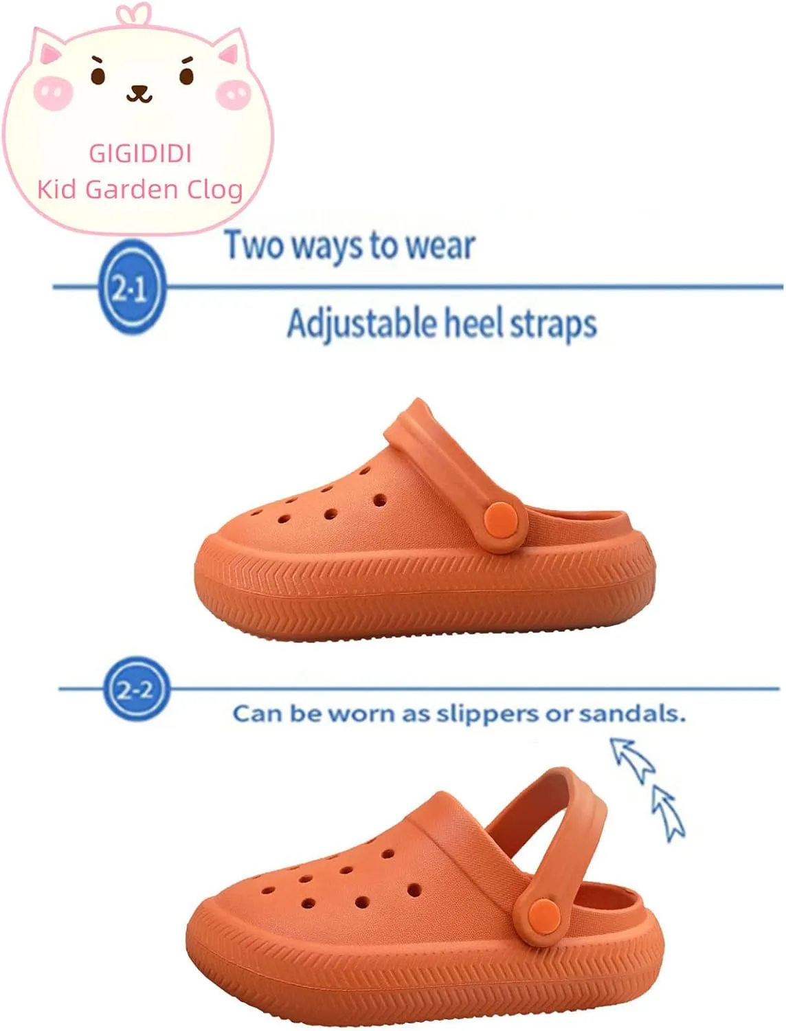 Gigididi Kids Clogs Toddler Garden Slip On Water Shoes,Beach Slipper for Boys and Girls