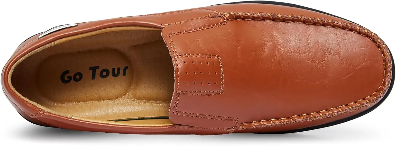 Go Tour Men’s Casual Leather Fashion Slip-on Loafers Shoes