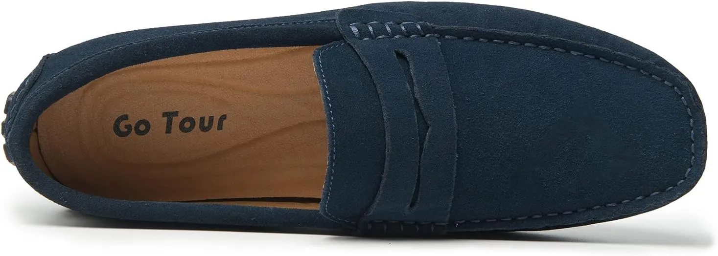 Go Tour Men's Penny Loafers Moccasin Driving Shoes Slip On Flats Boat Shoes