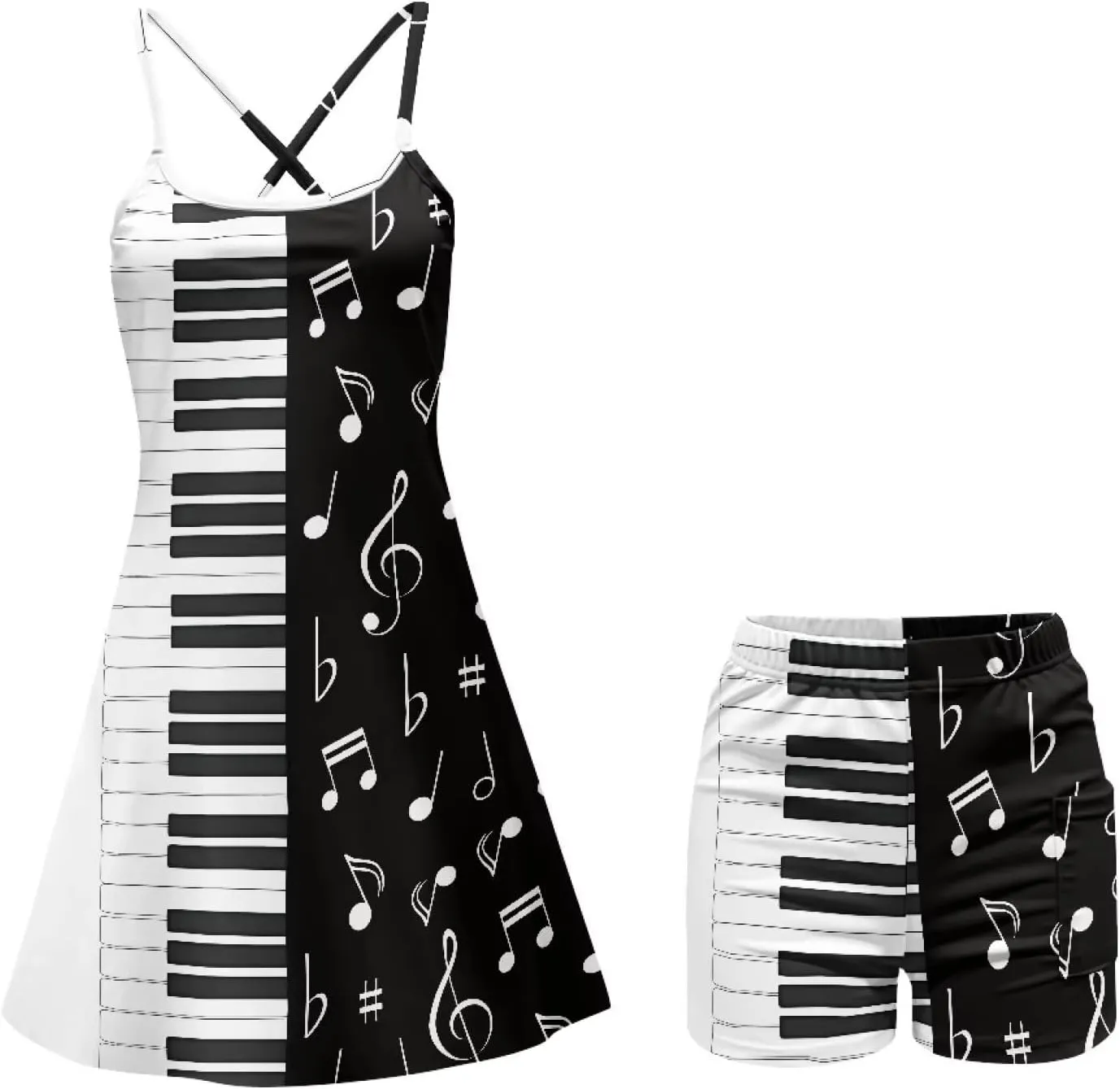 Golf Dresses for Womens Spaghetti Strap Tennis Dress Wrap Skirt Built in Shorts Golf Athletic Dress