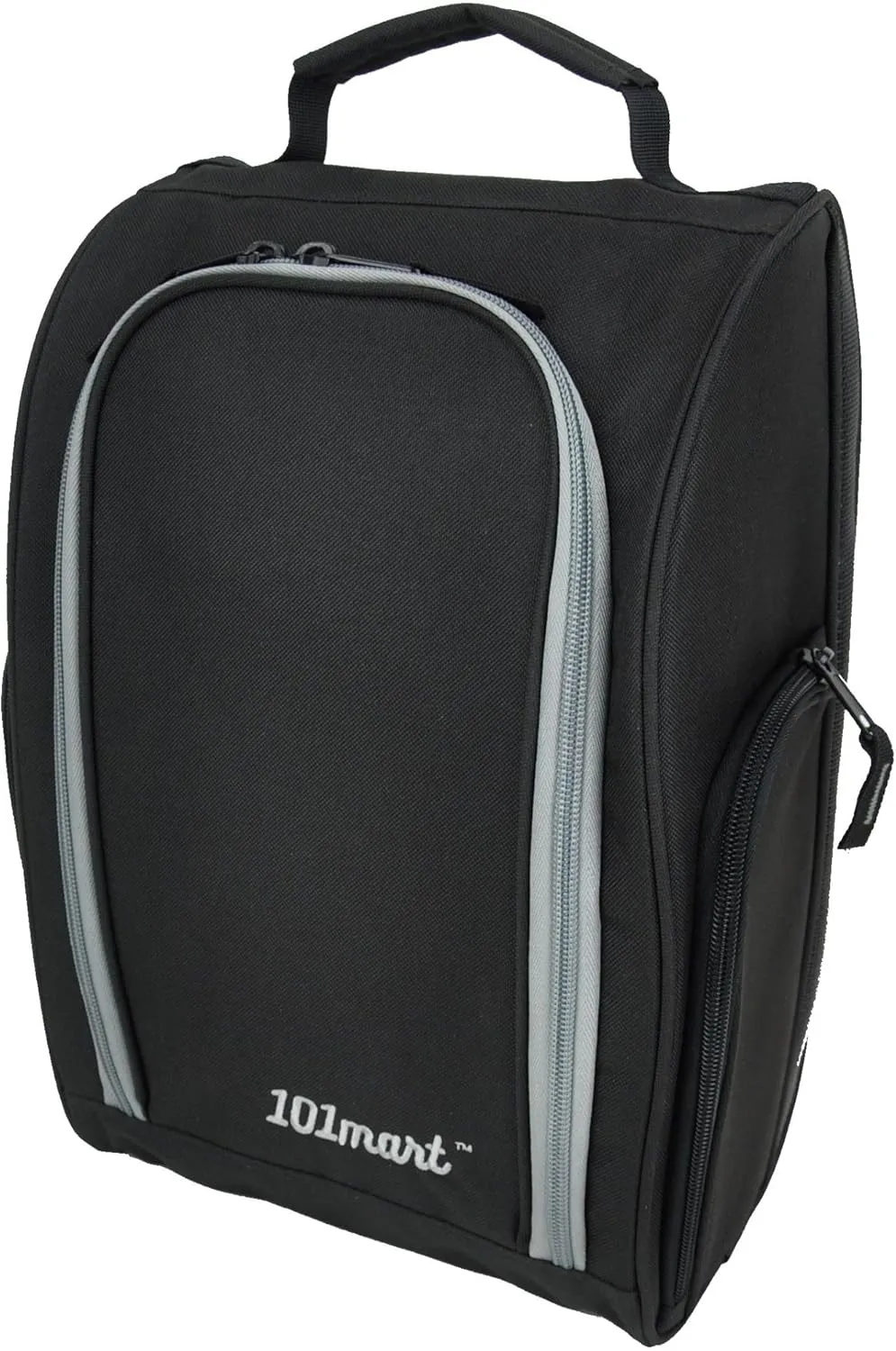 Golf Shoe Bag Men & Women | Zippered Sport & Travel Shoe Carrier Bag with Ventilation & Side Pockets for Accessories | Great Gift for Golfers (Black)